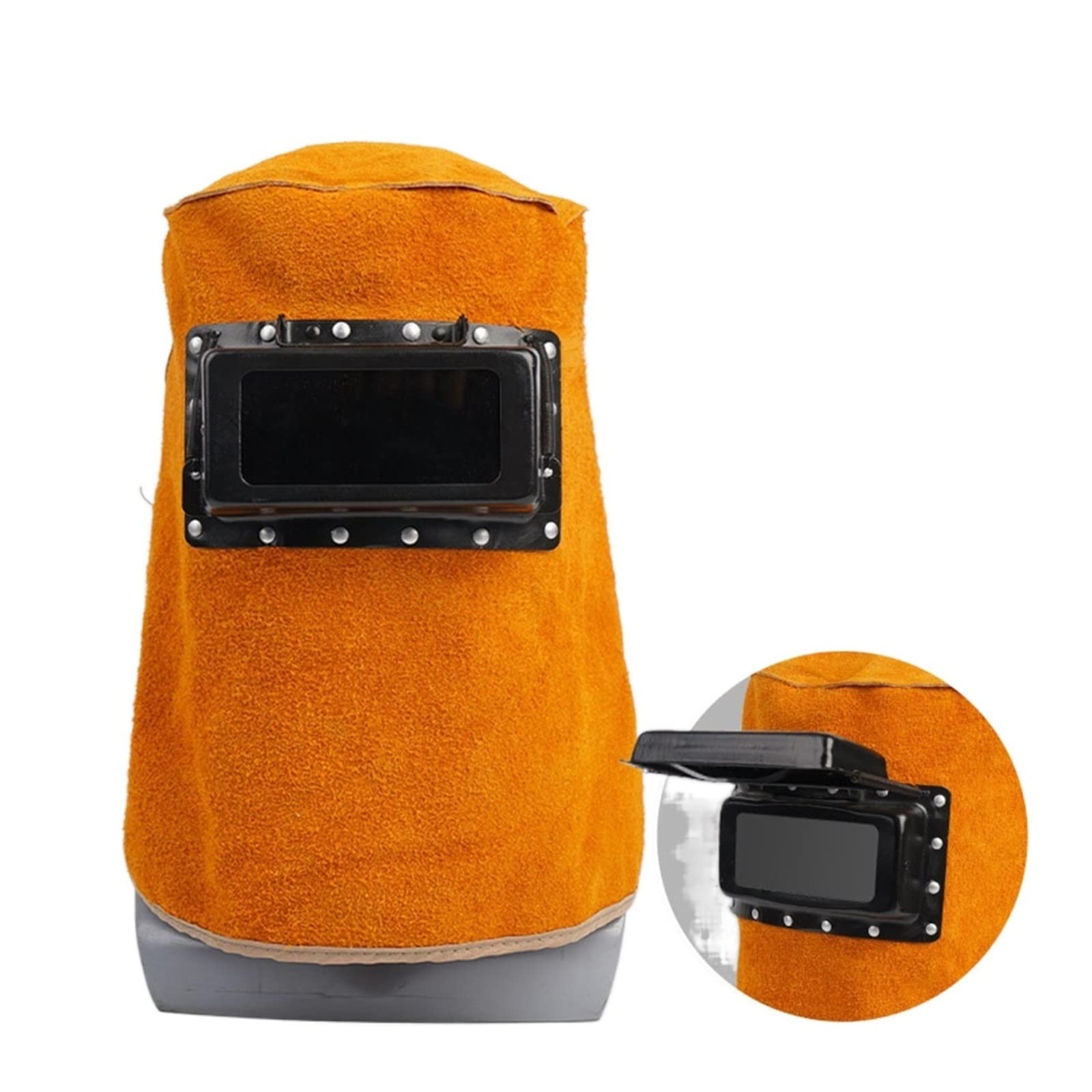 casco de soldadura, máscara de soldadura, Delantal de soldadura de cuero Casco de soldadura de cuero Máscara Capucha de soldadura resistente al calor Gorro de trabajo for pulir Gorro de soldador Cuero