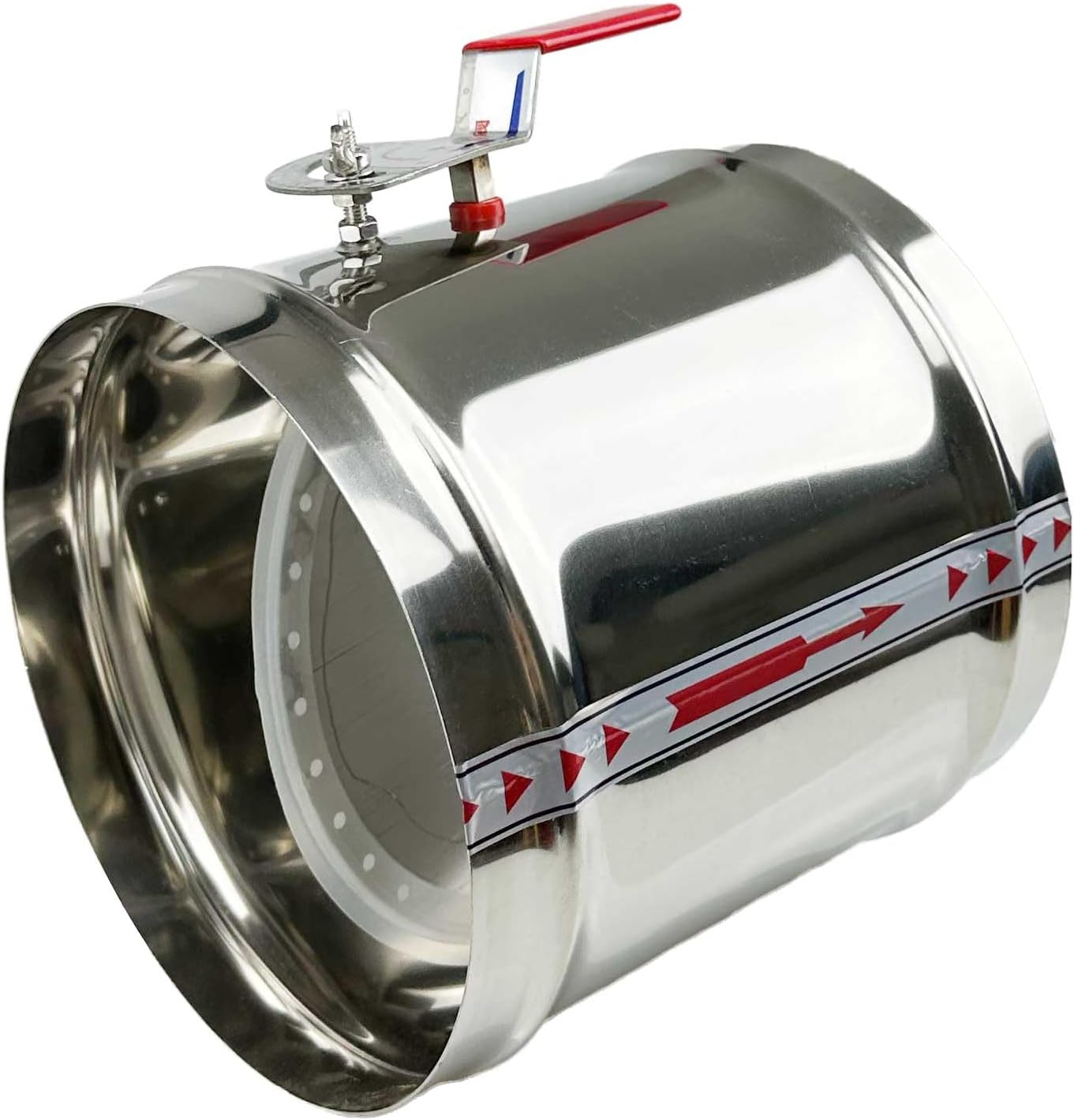8 Inch Manual Airflow Control Damper, 200mm OD / 190mm Length, Full Stainless Steel Duct Valve with Handle, for HVAC & Ventilation Duct Systems (1, 8 Inch)