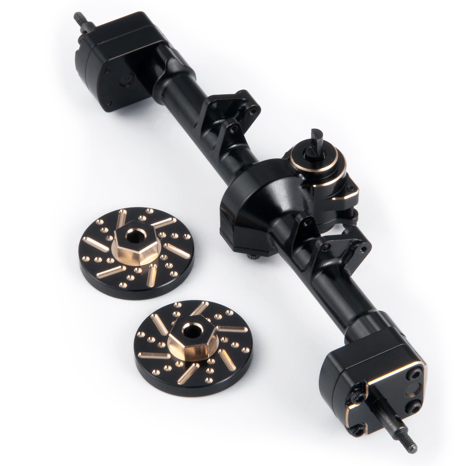 RCHUBAM RC Front & Rear Axle Set Metal Complete Axle with Steering Weights for 1/24 Axial SCX24 RC Crawler Deadbolt C10 Bronco Upgrades Accessories Part (Rear Axle)