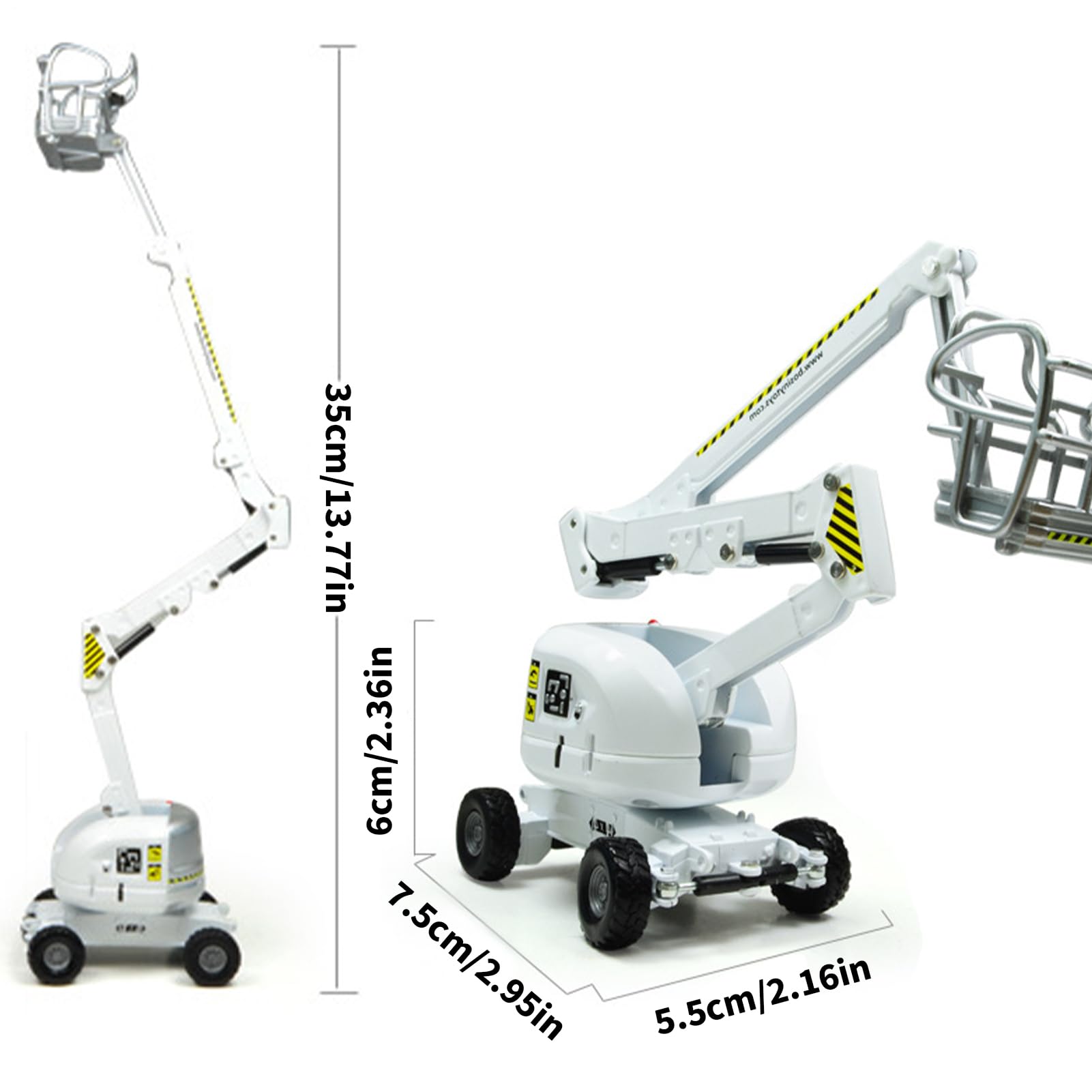 Modellino in di camion giocattolo funzionante - 1:87 Bracci mobili Ruote mobili Gru di sollevamento, Veicolo da costruzione in miniatura | Gioco di ruolo ingegneristico Set di giochi educativi p