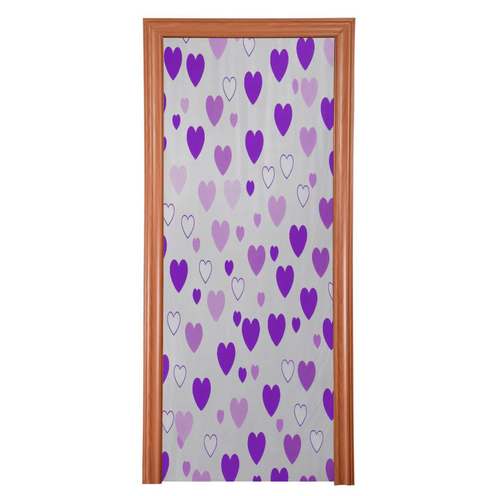 FLildon Violet Heart Love Valentine's Day Door Cover Decoration, Party Accessory Porch Decor for Festive Ornament Room Door Covers 32 x 79 Inch