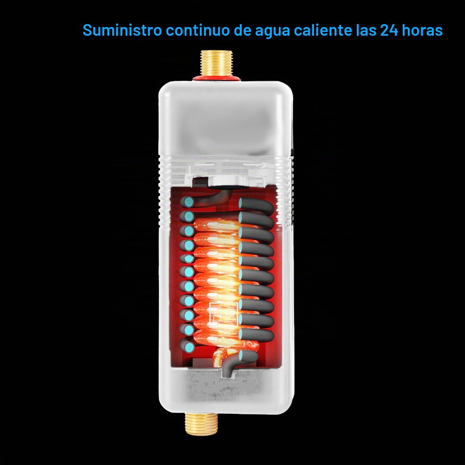 Eujgoov XY FC 3000W Calentador de Agua Eléctrico Instantáneamente con Salida de Entrada de Latón, Cuerpo de Acero Inoxidable, Adecuado para Cocinas, (EU enchufe 220V)