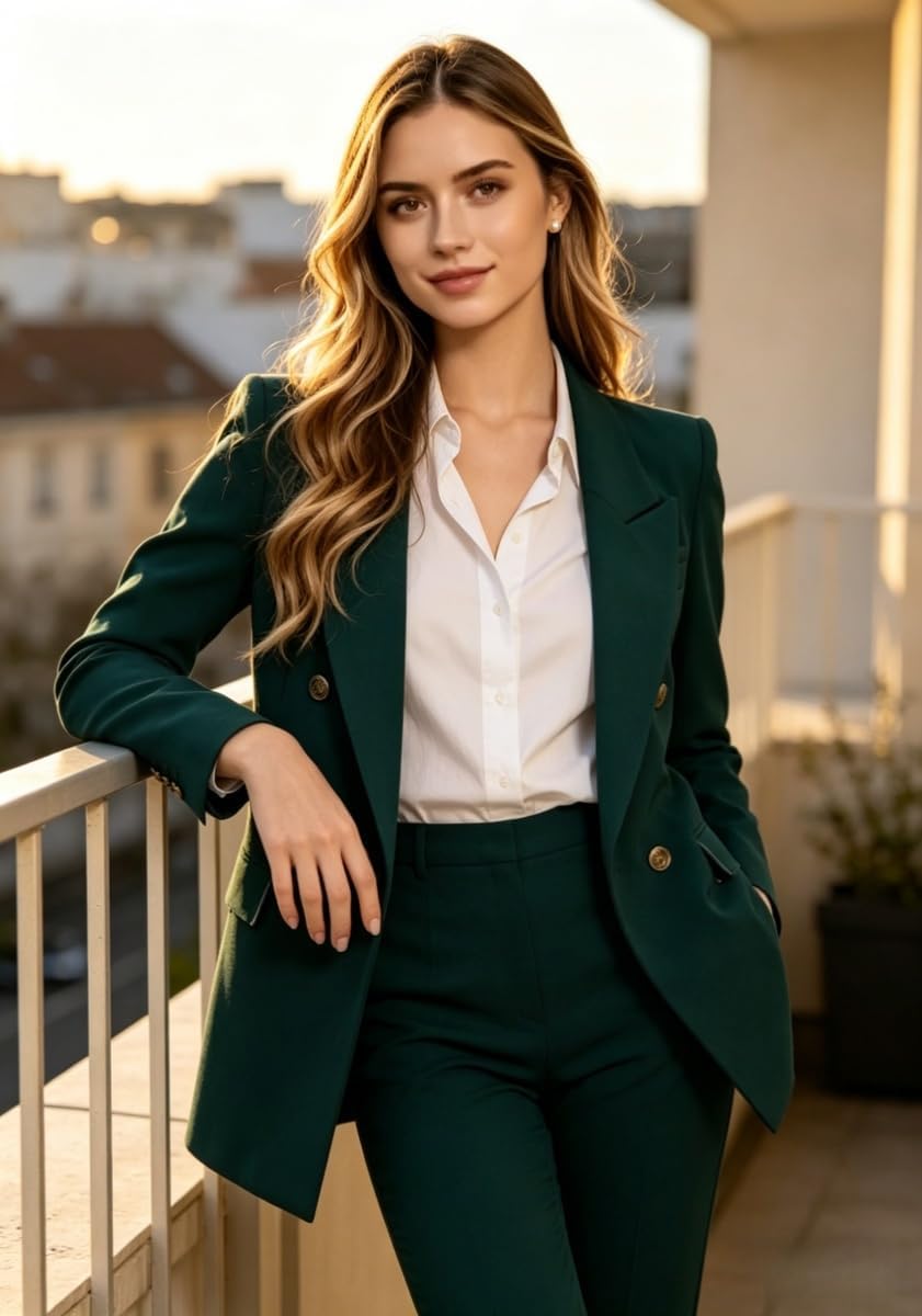 2 PC Double Breasted Women Suit Peak Lapel Business Suit for Work Professional Prom Outfit