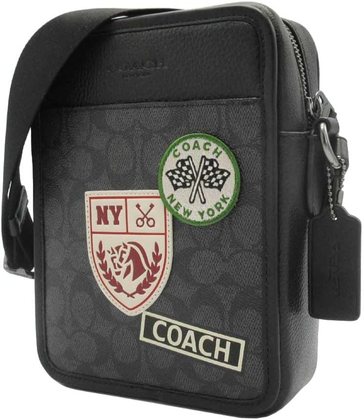 Coach CAT79 QBA5F Shoulder Bag, SULLIVAN Signature Cross-Body Crossbody Charcoal x Multicolor Outlet Mens