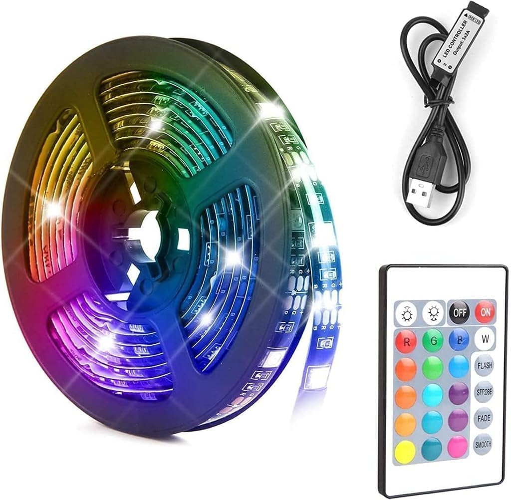 Color Changing RGB Led Light Strips with Remote (5M) strips for room décor bedroom and party occasion