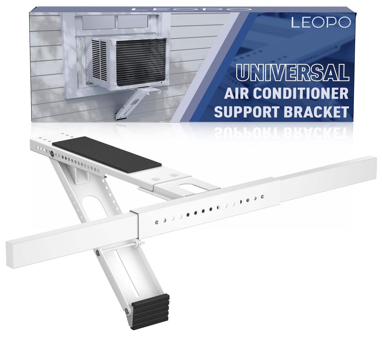 LEOPO No Drilling Air Conditioner Support Bracket, HVAC Brackets Fits Single & Double-Hung Windows, Heavy Duty Single Arm Support Window AC Bracket，Holds Up to 150lbs, for 5000-12000 BTU Units