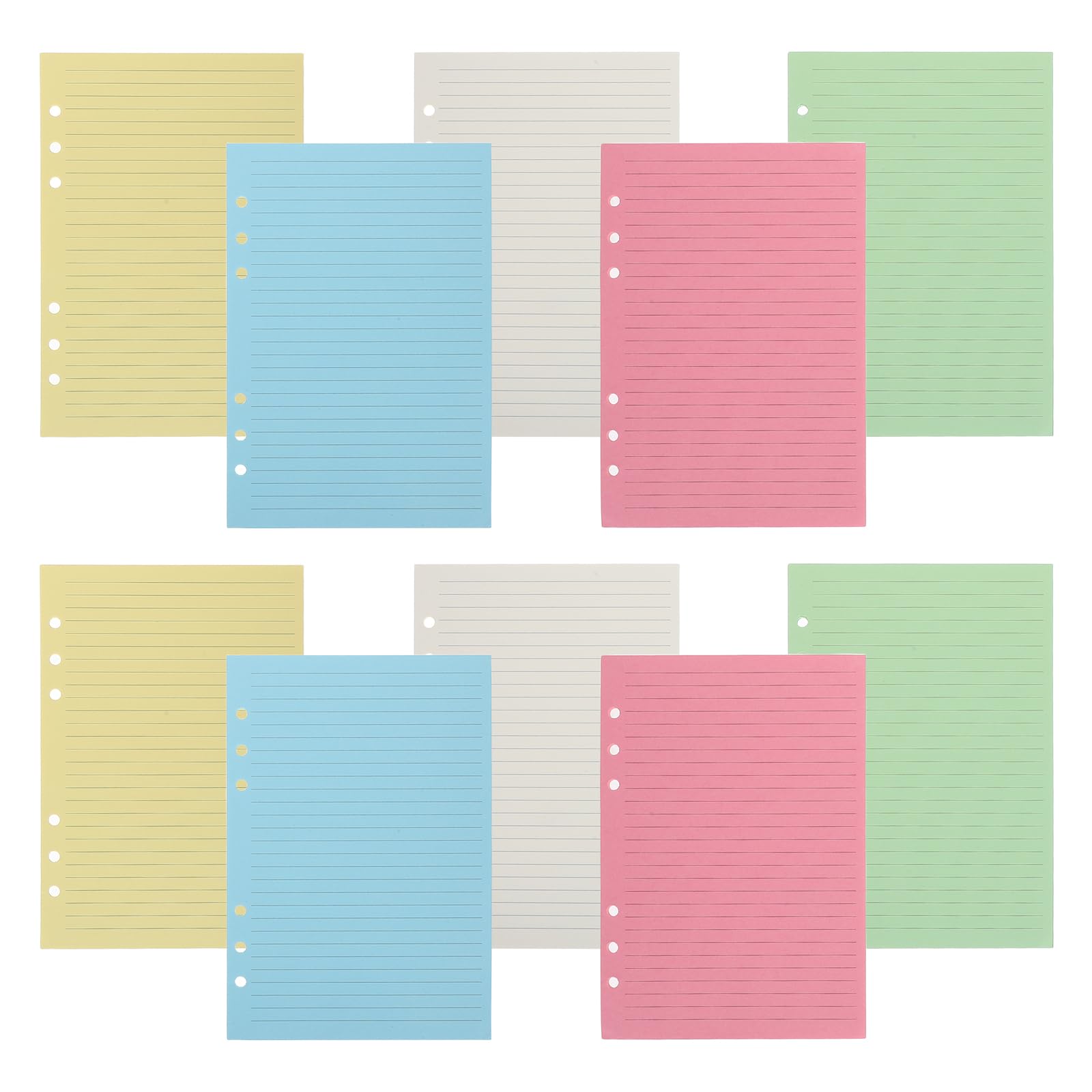 DOITOOL Inserti di Carta Righe Colorate a Fogli Mobili 4 Set per Quaderni a Sei Fori, Carta Flessibile e Facilmente Rimovibile per Studio e Ufficio Domestico