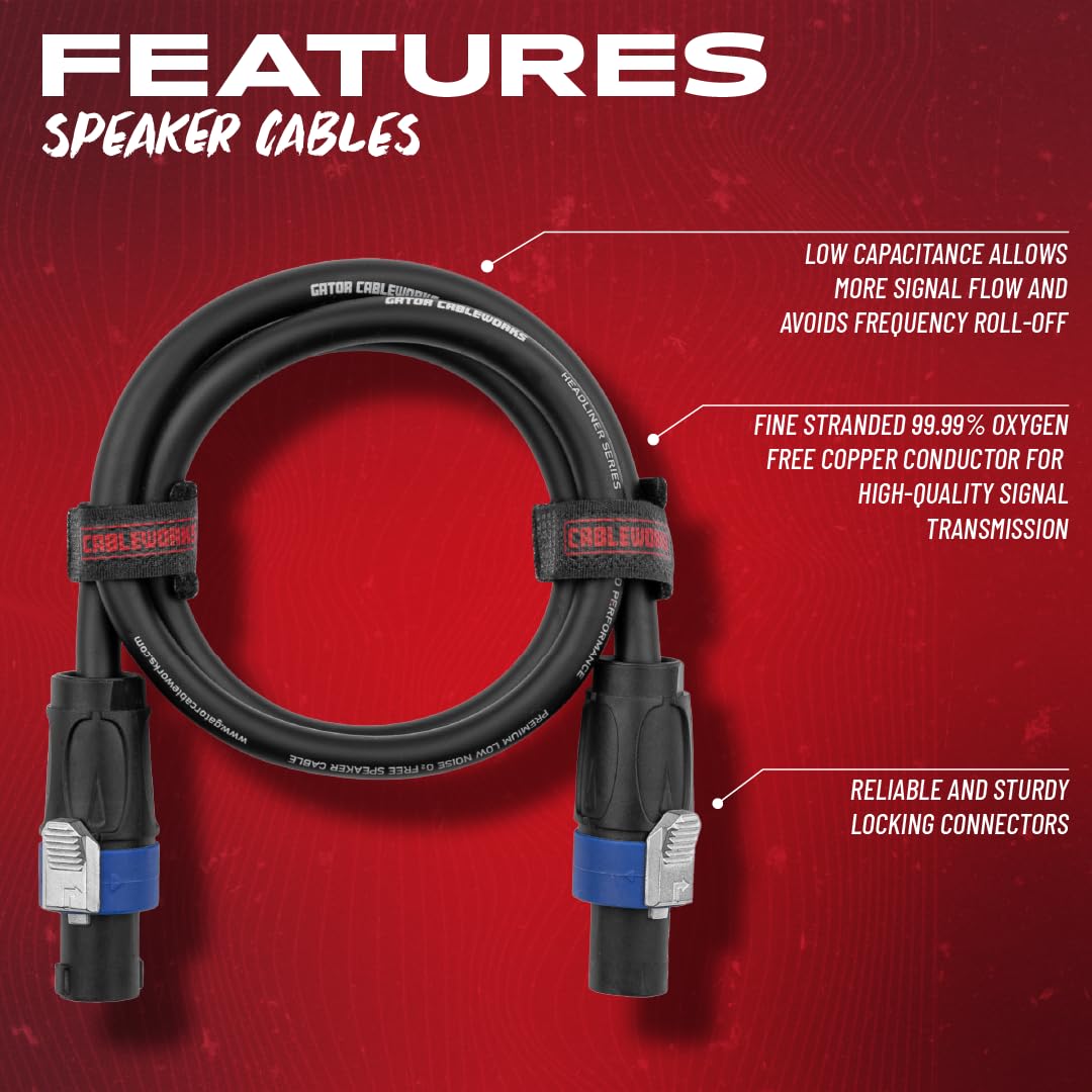 GATOR CABLEWORKS Lautsprecherkabel – 90 Cm, Klinke Auf SpeakON, Für PA & Studio