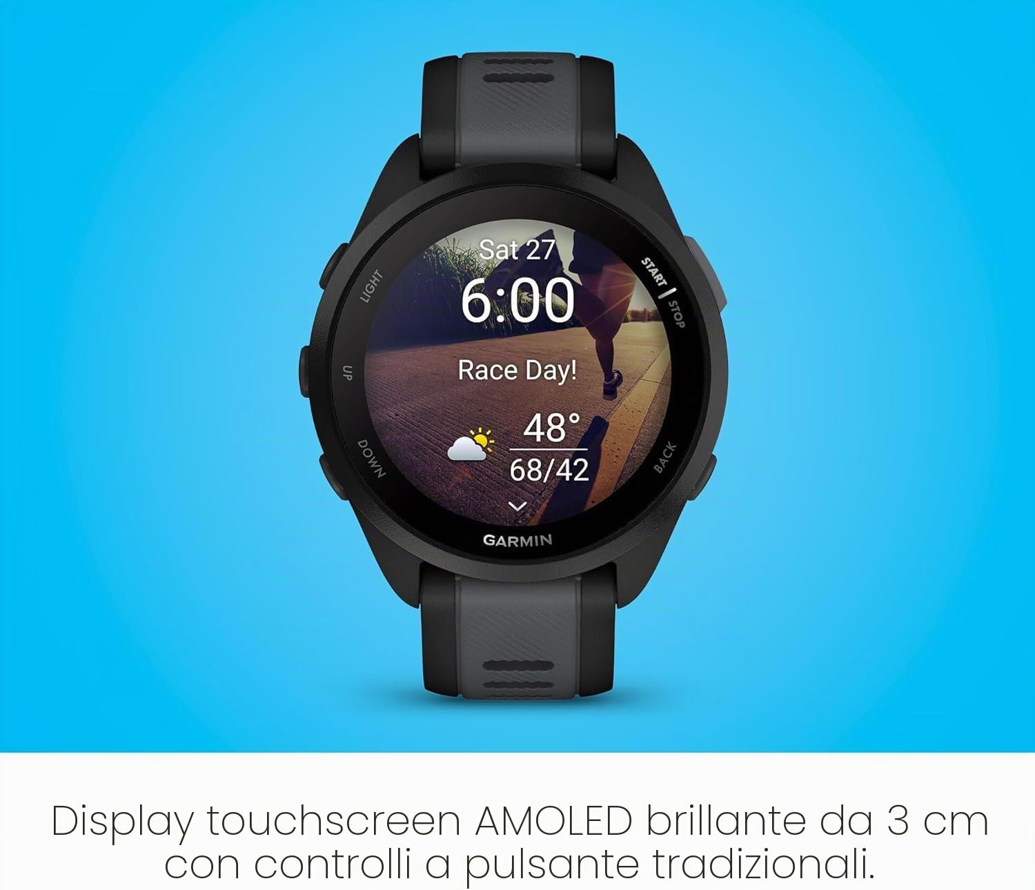 Garmin Forerunner 165, Smartwatch per la corsa, 43mm, GPS, Cardio, VO2max, Report mattutino, HRV Status, Training Readiness, Pay (Mist Grey & Whitestone) (Ricondizionato)