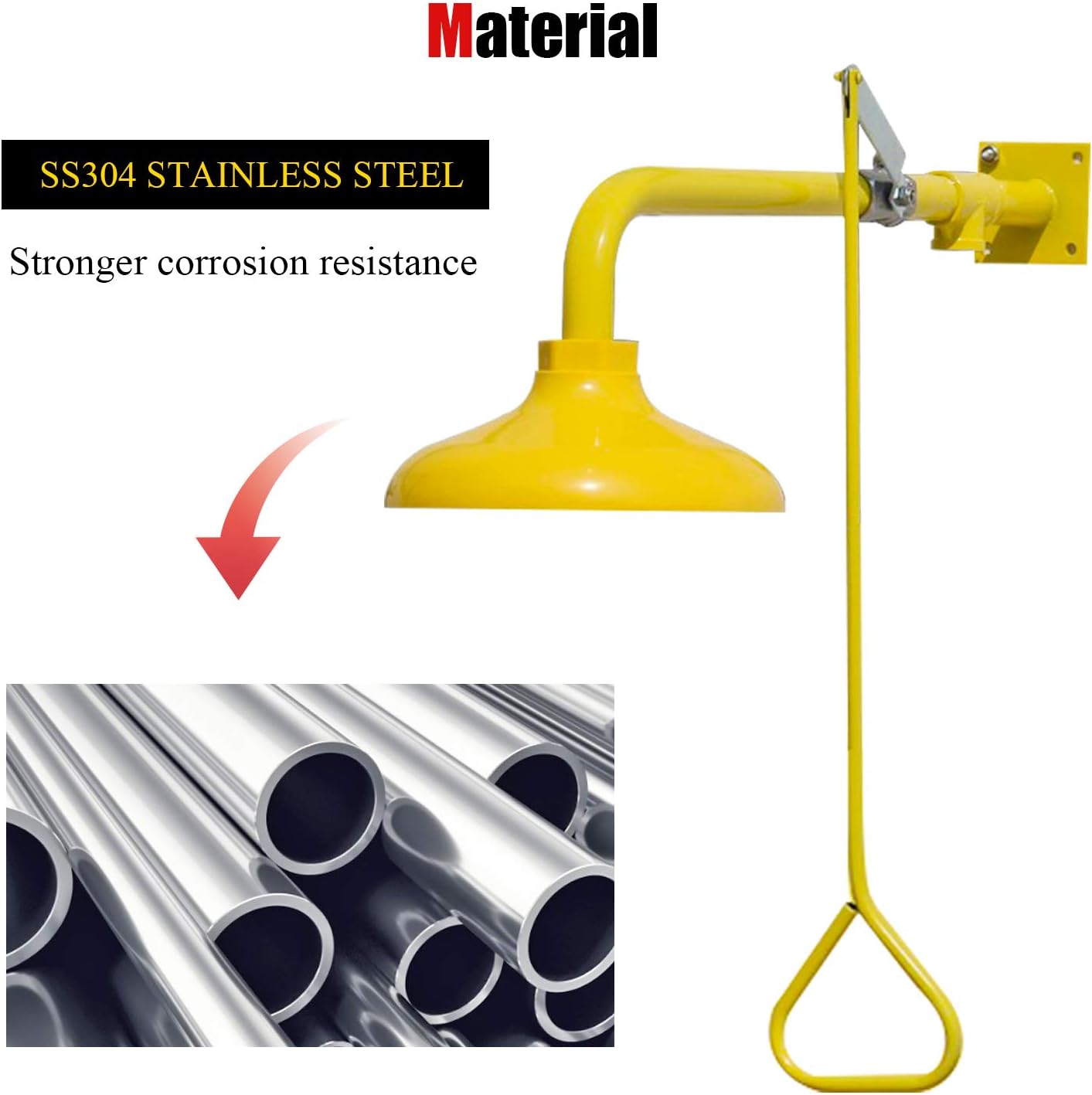 GOLDENWALL Emergency Safety Shower Outsider Drench Shower Outdoor shower Head Eye Wash Shower Eyewash Station ABS Coating Stainless Steel Horizontal Mounted : Industrial & Scientific