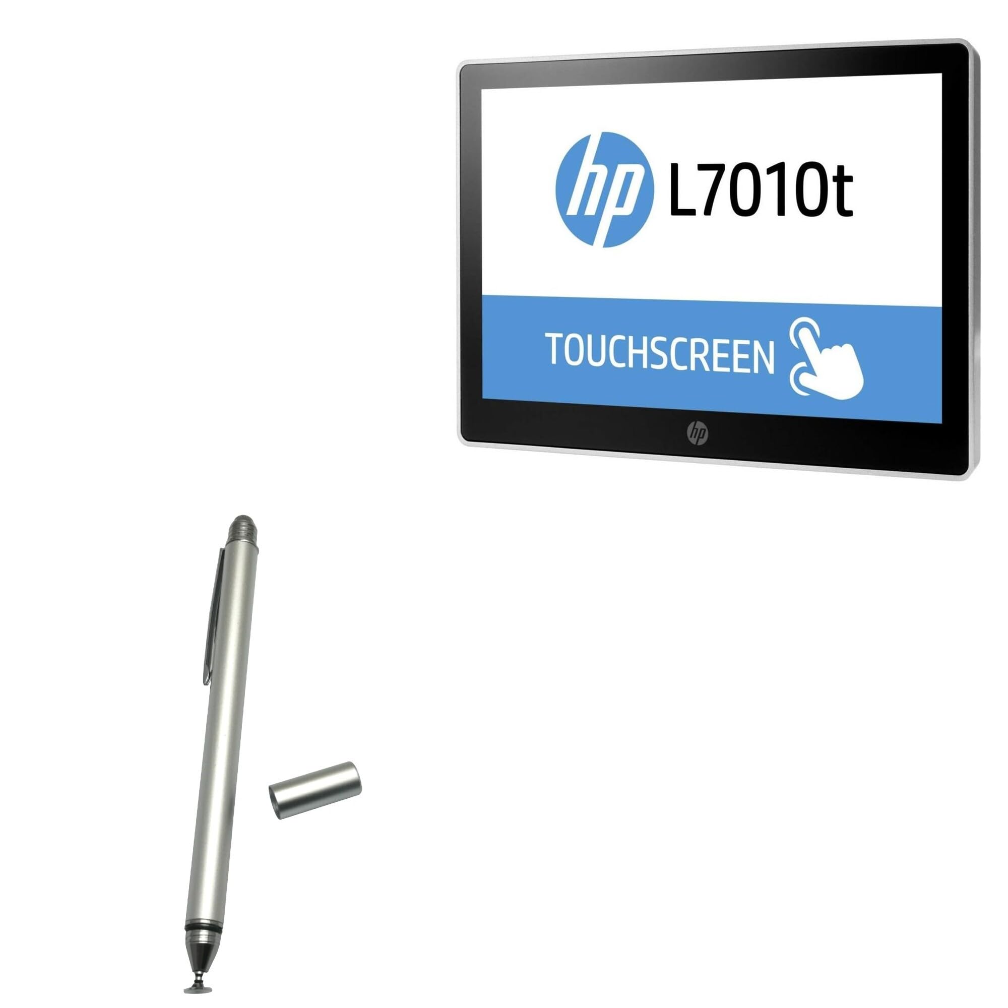 BoxWave Stylus Pen Compatible with HP L7010t - DualTip Capacitive Stylus, Fiber Tip Disc Tip Capacitive Stylus Pen - Metallic Silver