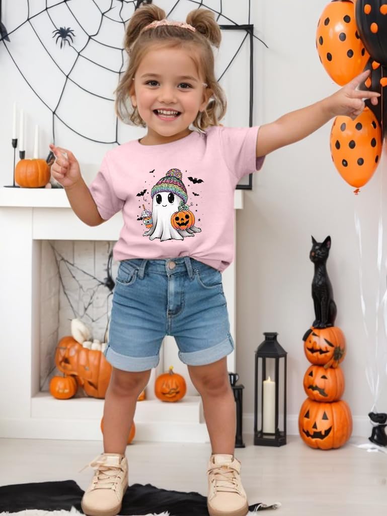Toddler Halloween Shirt Baby Boy Girls Ghost Pumpkin Tshirts Kids Fall Spooky Season Short Sleeve Tee Tops - Image 3