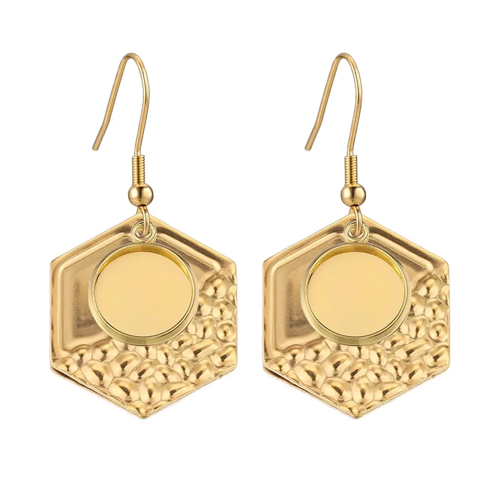 zyrqon 30pcs Stainless Steel 18K Gold Earring Hook Blank Heart Cabochon Base Setting Fit 12mm Tray Bezel Earrings DIY Jewelry(Gold 5)