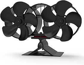 Shenyini 6 Blade Wood Stove Fan with Thermometer, Heat Powered Fireplace Fan for Wood Stove/Fireplace/Gas/Log (XL)