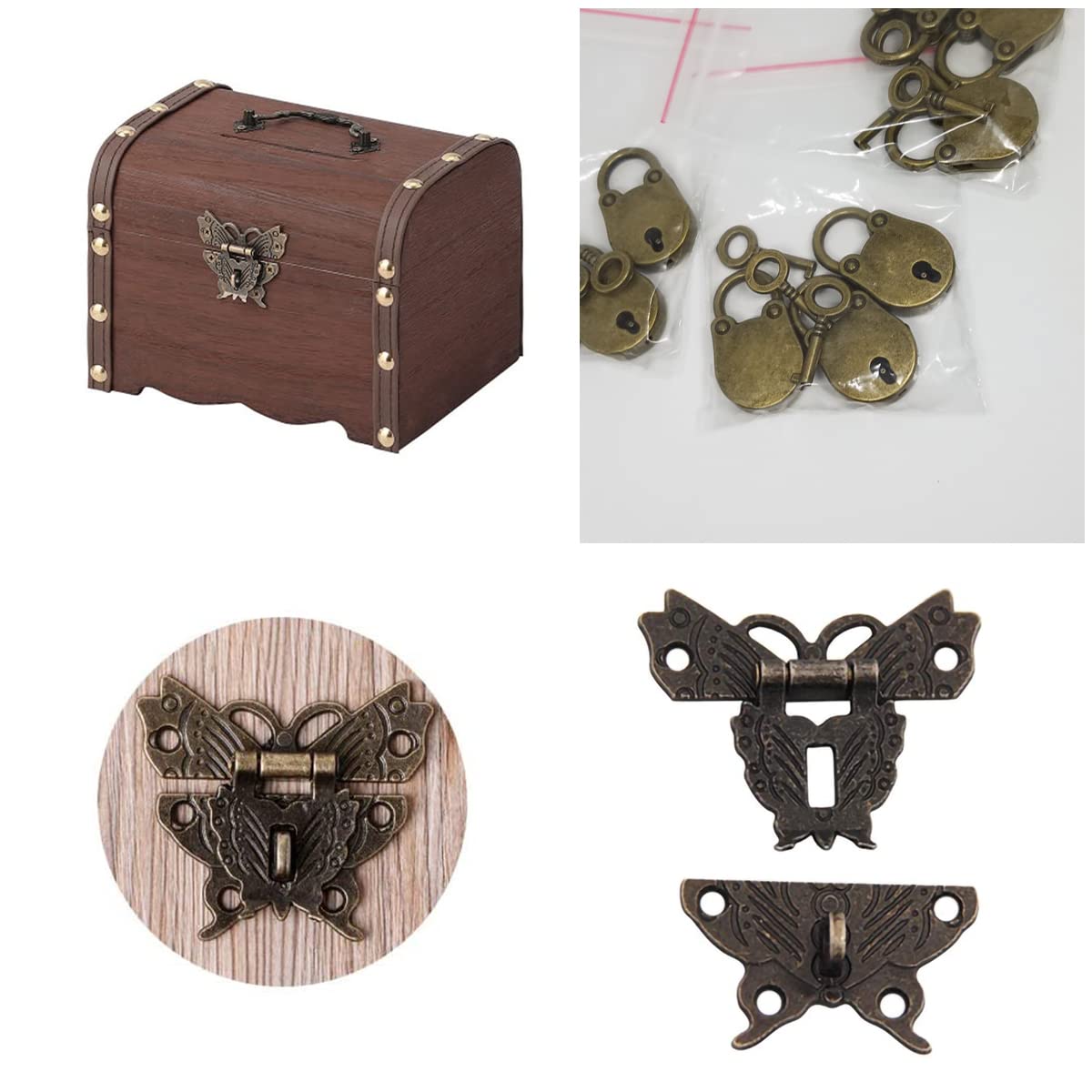 12 Pezzi Lucchetti A Farfalla Vintage Con Orso | Serrature Retrò Con Chiave Per Valigie, Scrigni E Legno - Foto 7