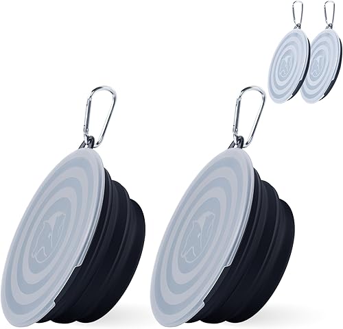 Miniatura 8 de SLSON - Cuencos para perros con tapas plegables, 2 unidades de cuencos plegables portátiles para mascotas con tapa para gatos, aptos para viajes,