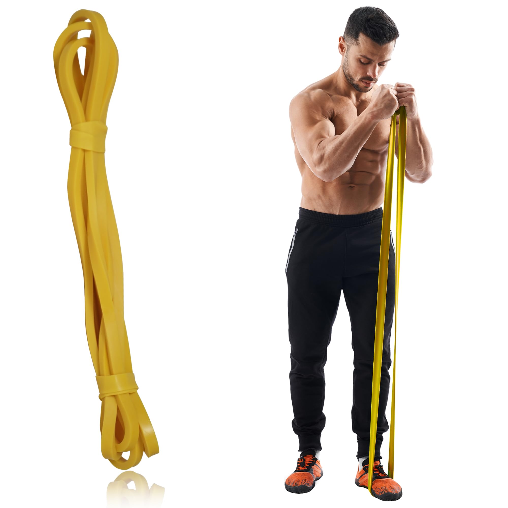 MANOGYAM Resistance Band, Pull Up Bands, Pull Up Assistance Bands, Workout Bands, Exercise Bands Set for Legs, Working Out, Muscle Training, Physical Therapy, Shape Body, Men and Women (7MM Yellow)-image-2