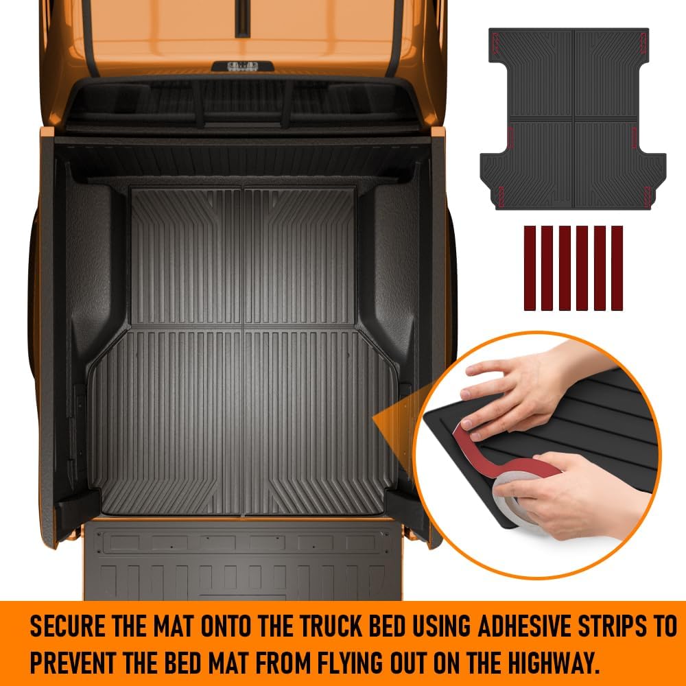 G-PLUS Truck Bed Mat Liner Compatible with Chevy Silverado GMC Sierra 1500 2014-2018 with 5'8" Bed, All Weather Protection TPE Heavy Duty Trunk Mat Black