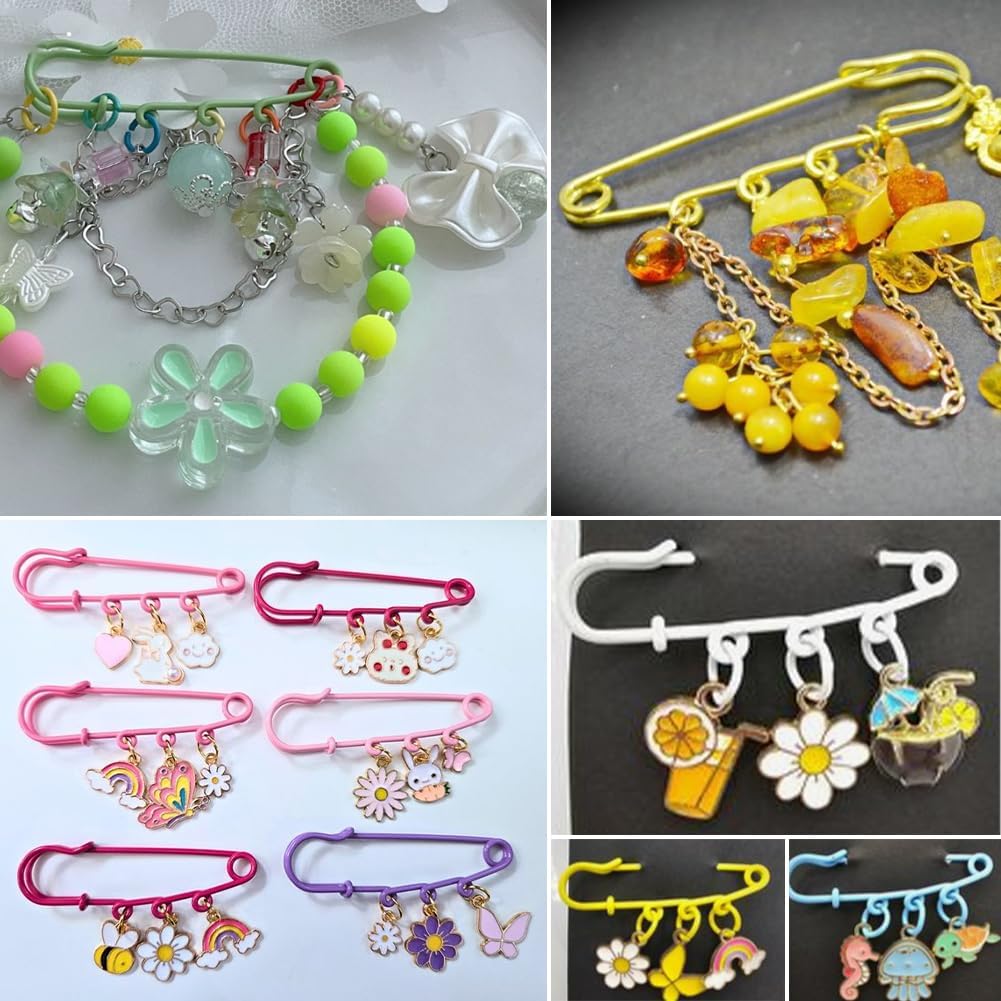 SUNNYCLUE 1 Box 26Pcs 13 Colors Colorful Safety Pin Kilt Pins Bulk Metal Iron Heavy Duty Fastener Loops Clasp Kilts Brooches Findings with 3 Holes for Sewing Blankets Clothes DIY Jewelry Accessories