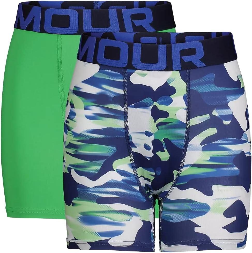 Under Armour Boys' Performance Boxer Briefs, Lightweight & Smooth Stretch Fit (as1, alpha, l, regular, Green/Midnight Navy Camo - 967, Large)