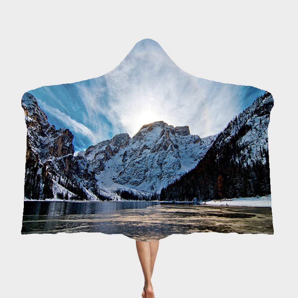 Plad sherpa épais couverture peluche de qualité supérieure imprimé montagne 150x130 cm