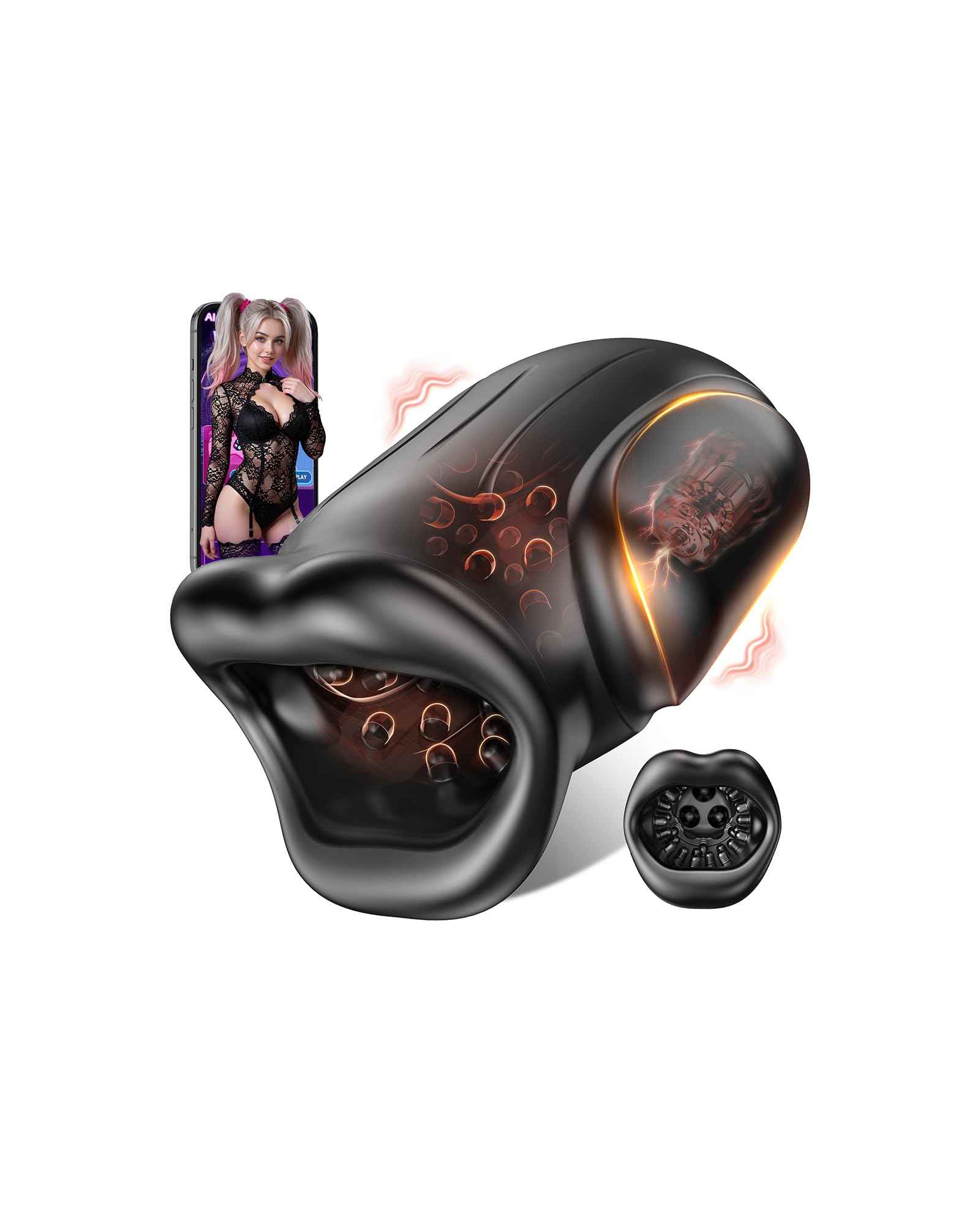 Bouche Sexy Masturbateurs Masculins, Sex Toýs Homme Vaginette Ultra Réaliste Masturbateur avec 10 Modes de Vibration, Masturbateur Automatique Enveloppé à 360° Penisse Vibromasseur Homme Sex Toys