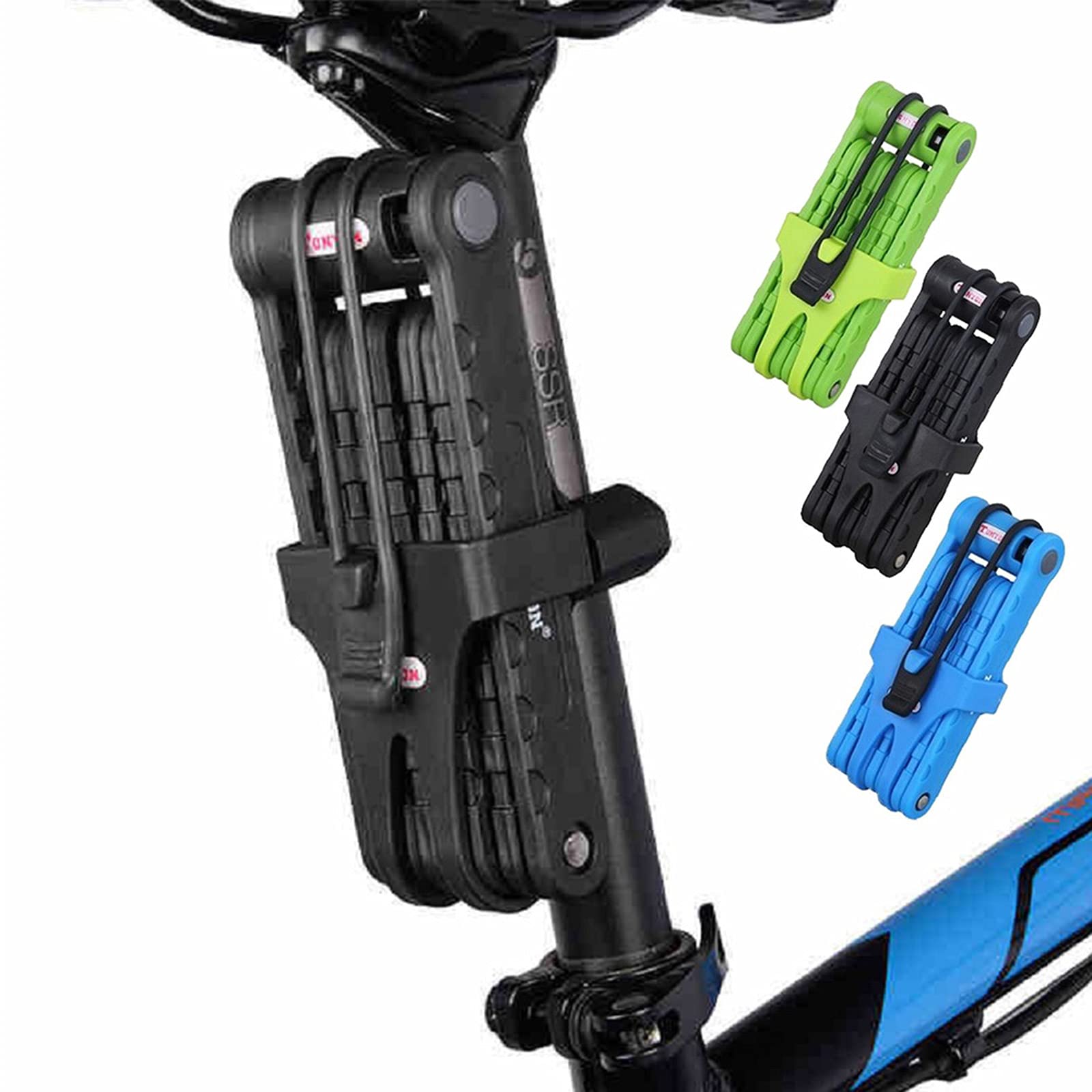 Serrure de Vélo Pliante Compacte-Serrure de Vélo de Montagne à 8 Sections-Serrure de Vélo Pliable Antivol Robuste,Black