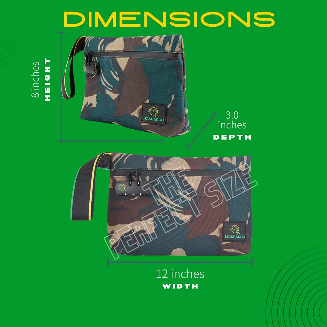 Smell Proof Bag with Combination Lock,Water Repellent Odor Proof Stash Bags with Inner Storage Pouches,Smell Proof Pouch Container Case for Smelly Herbs, Medical Accessories (DK CAMO, 12"X8.25”X3”)