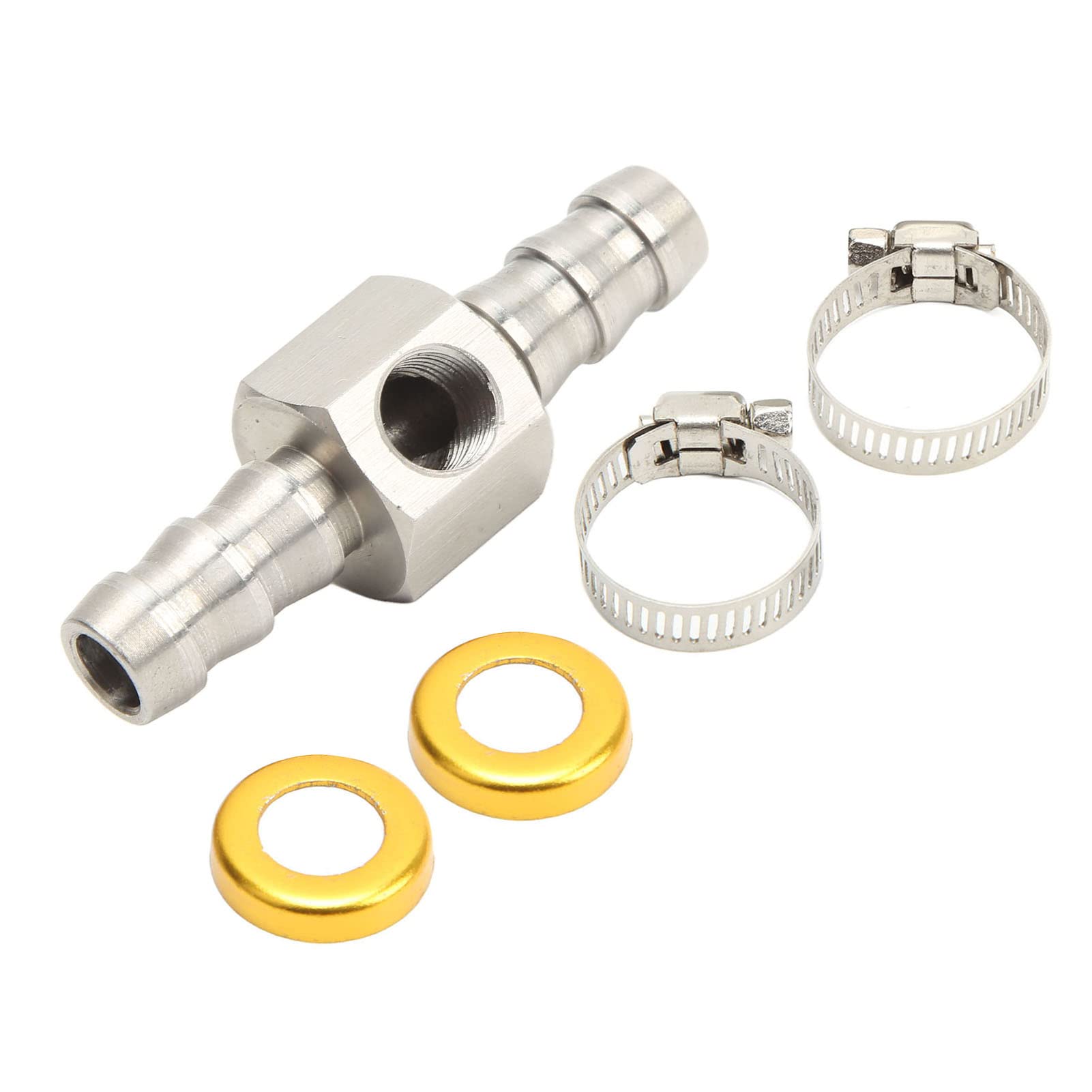 Adattatore per Manometro Pressione Carburante, Tubo Carburante Adattatore per Raccordo a T Antideformazione Porta 1/8‑27 NPT per Refrigerante Riduttori (3/8 poll)