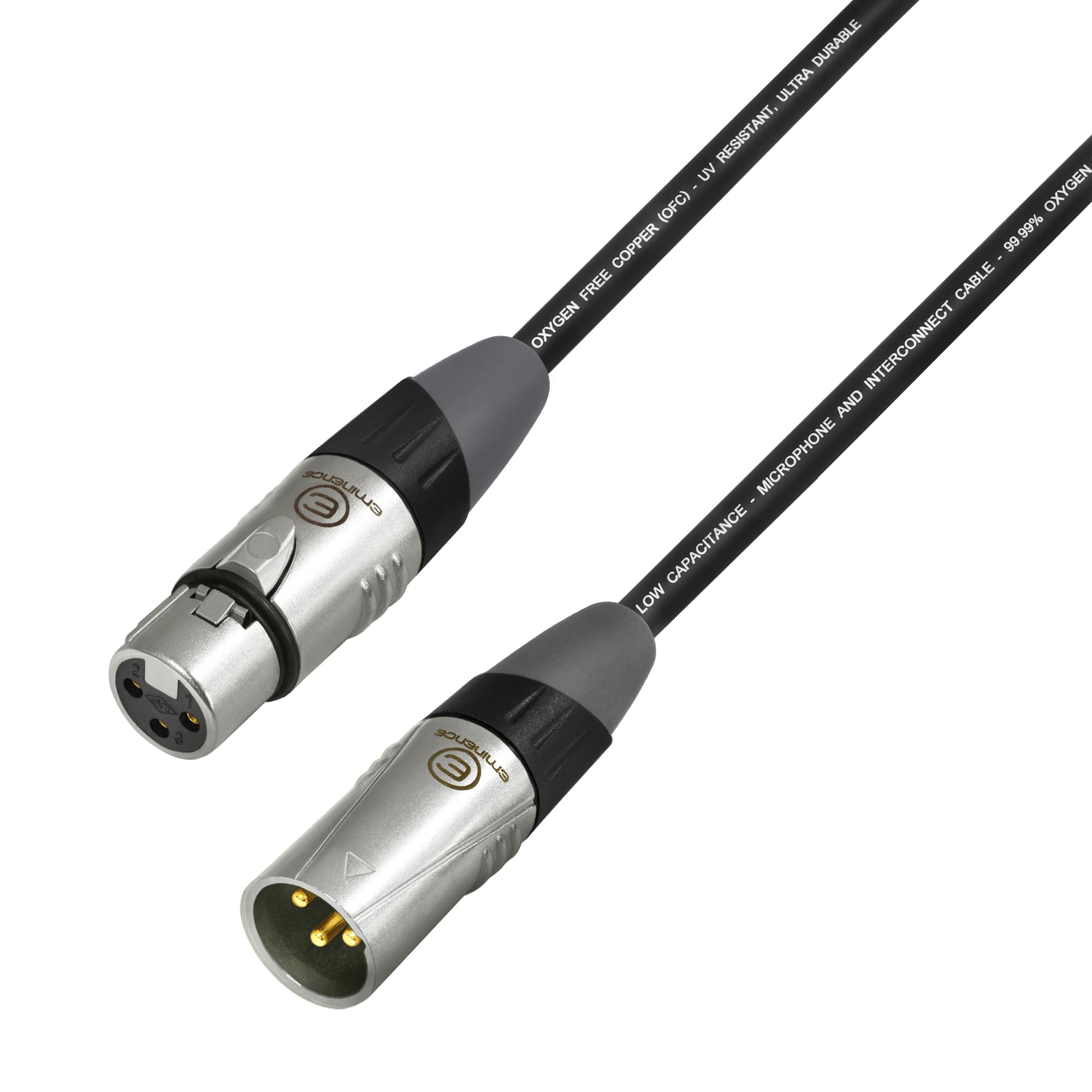 WBC-VALUELINE-2CS (22 AWG) - 6 unidades - Micrófono flexible equilibrado blindado de baja capacitancia, altavoces activos y cables de interconexión con conectores XLR Eminence Gold