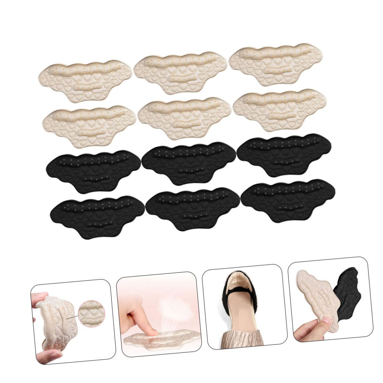 Mobestech 24paare Pärchen Selbstklebende Fersenpolster Für Schuhe Unsichtbare Fersenschutz-pads Zur Vermeidung Von Fußschmerzen Und Blasen Für Hohe Absätze Und Sport-schuhe Schwarz Und
