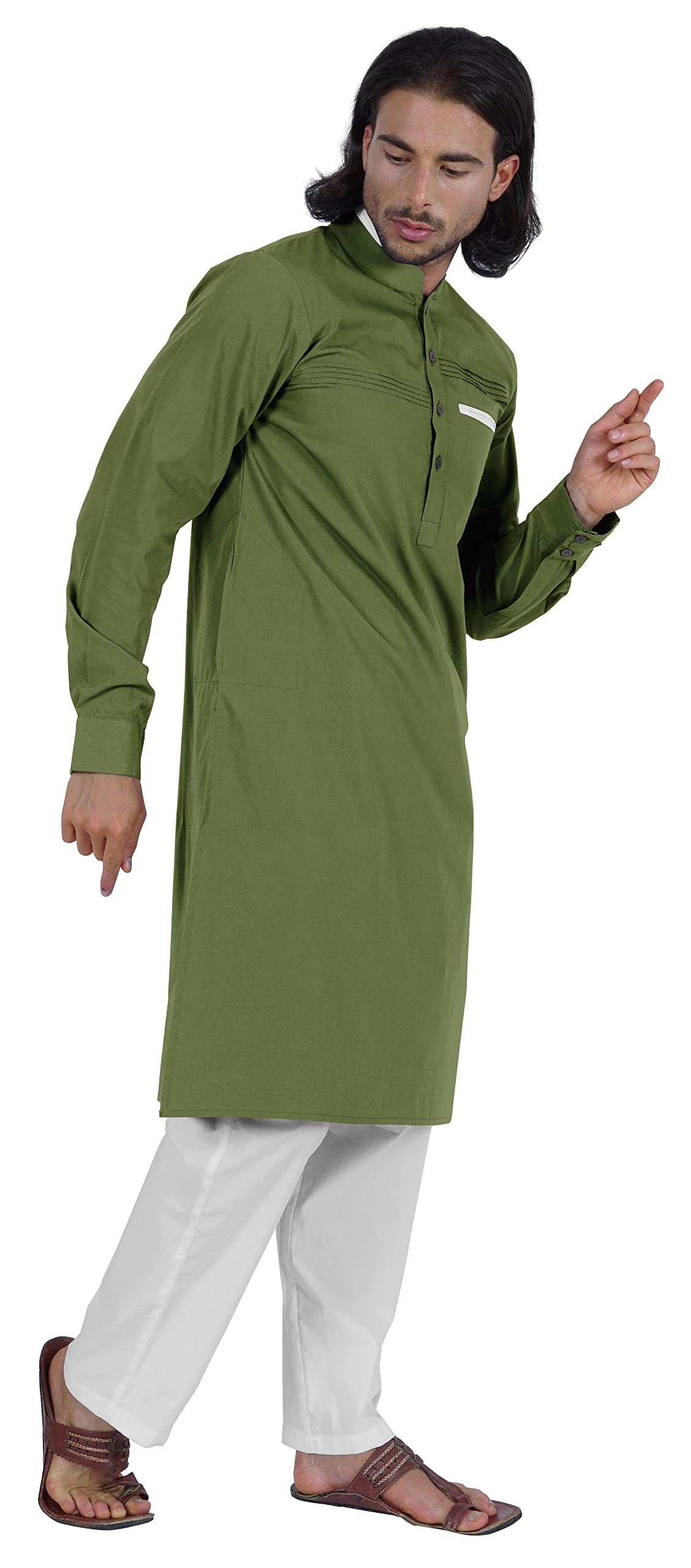Atasi Herren Henley Welt Tasche Lange Kurta Feste Indische Ethnische Kleidung Für Männer