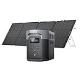 Solar Generator DELTA 2 Max 2048Wh with 220W Solar Panel, LiFePO4 Battery Portable Power Station, Up to 3400W AC Output, AC + Solar Fast Dual Charging 0-100% in 1 Hr For Outdoor Camping RV