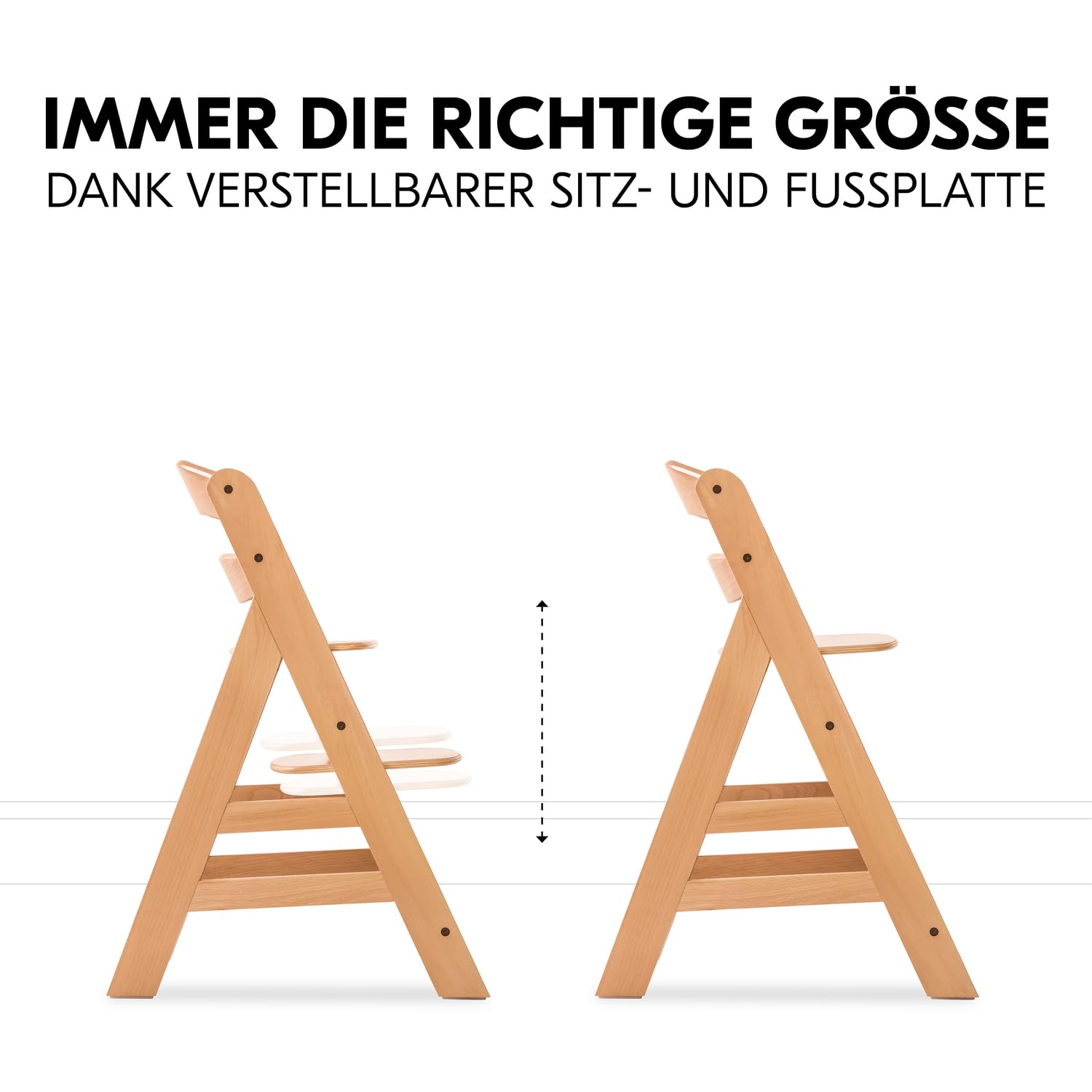 Hauck Alpha Newborn Set PRE Nature Grey Mitwachsender Baby Hochstuhl ab Geburt bis 90 kg Buchenholz