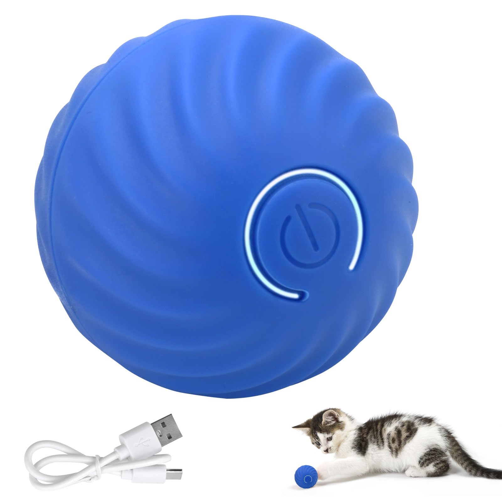 HENGBIRD Pelota de Juguete Inteligente, Pelota de Juguete para Perros Inteligente, Juguete Automático para Perros, Duro y Resistente a Las Mordeduras, Adecuado para Perros Pequeños y Medianos, Azul