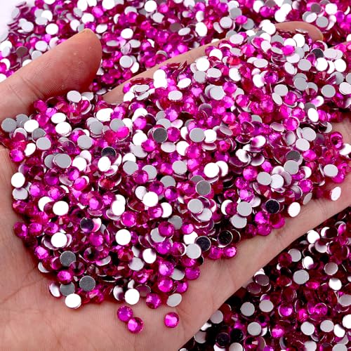 Image of Lt. Rose B Flatback Rhinestones for Bedazzling Round Glass Gems for Nails Art and Crafts 2880pieces Mixed SS6-20,0.07-0.18inches
