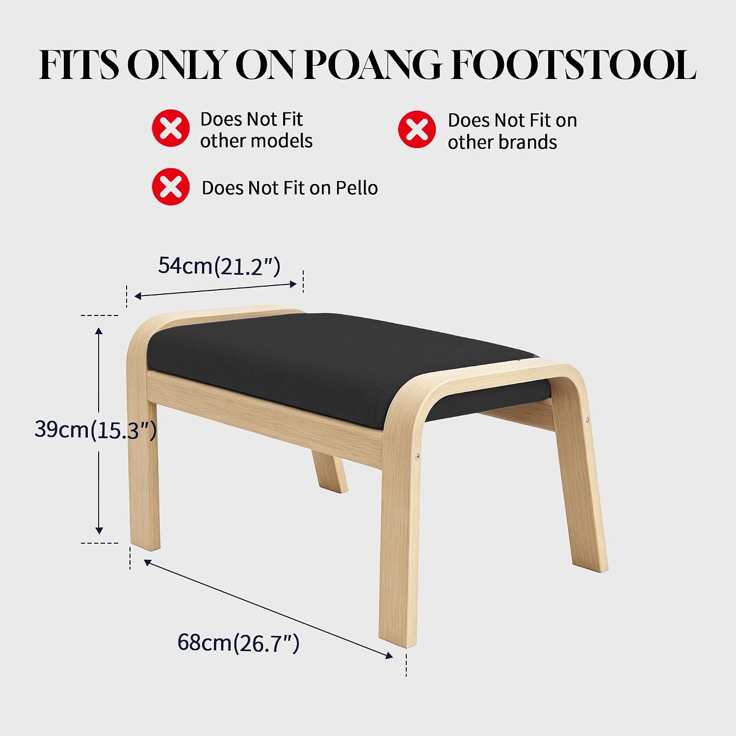 Poang Ottoman Cover Replacement for IKEA Poang Ottoman Slipcover Only, No Cushion, Padding or Chair Frame, Dark Grey