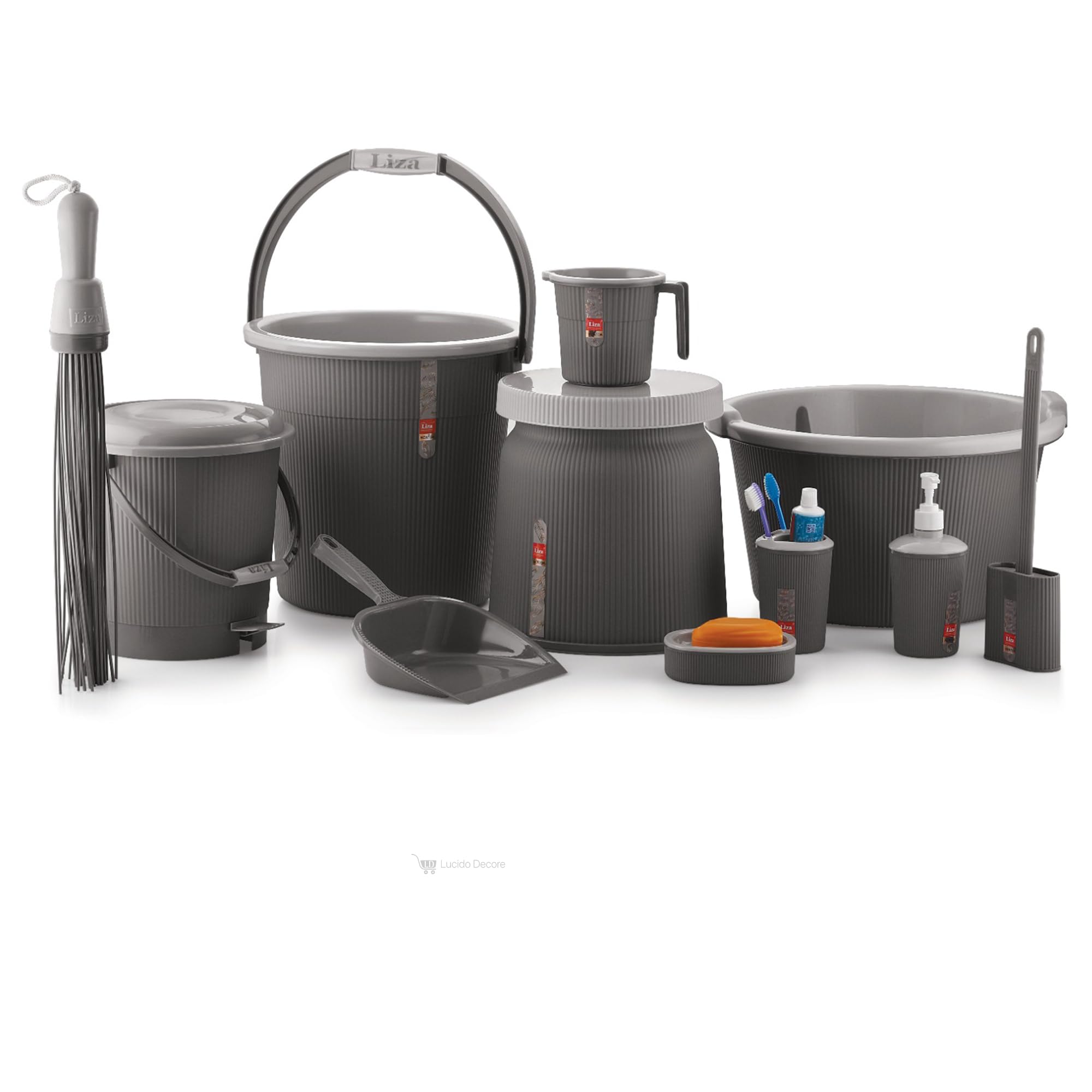 Modern Dark Grey Bathroom Set - 11 Piece Combo -1 Modern Dark Grey Bathroom Set - 11 Piece Combo -1