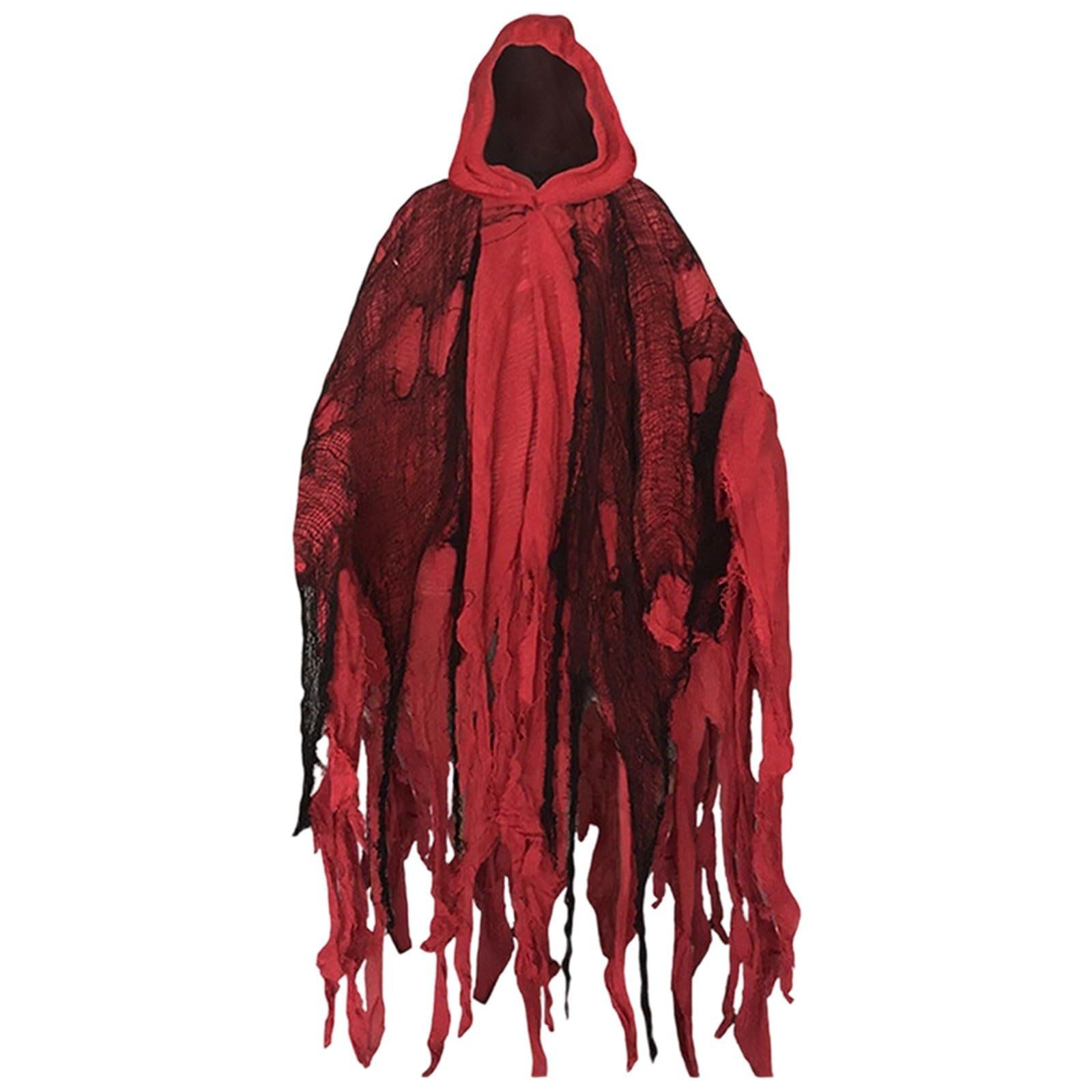 Grim Reaper Hooded Cloak: Halloween Costumes for Women Men Unisex Adult Halloweencostume Scary Ghost Tattered Robe Fancy Dress Cape Adult Halloween Outfits for Dress Up Party Role Playing Cosplay