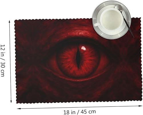 Miniatura 2 de Juego de 4 manteles individuales rectangulares, resistentes al calor, estampado de ojos escarlata, para cocina, comedor