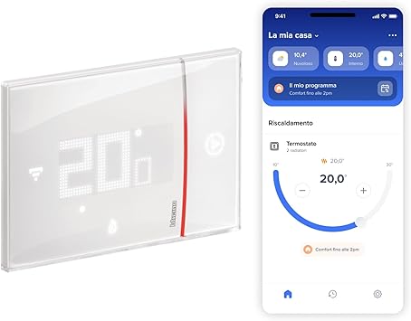 BTICINO SXW8002 WiFi Thermostat Smarther2 with Netatmo, Built-in Boiler Thermostat, Remote Control with App, Alexa, Google Assistant, Apple HomeKit, Programmable, Energy Saving