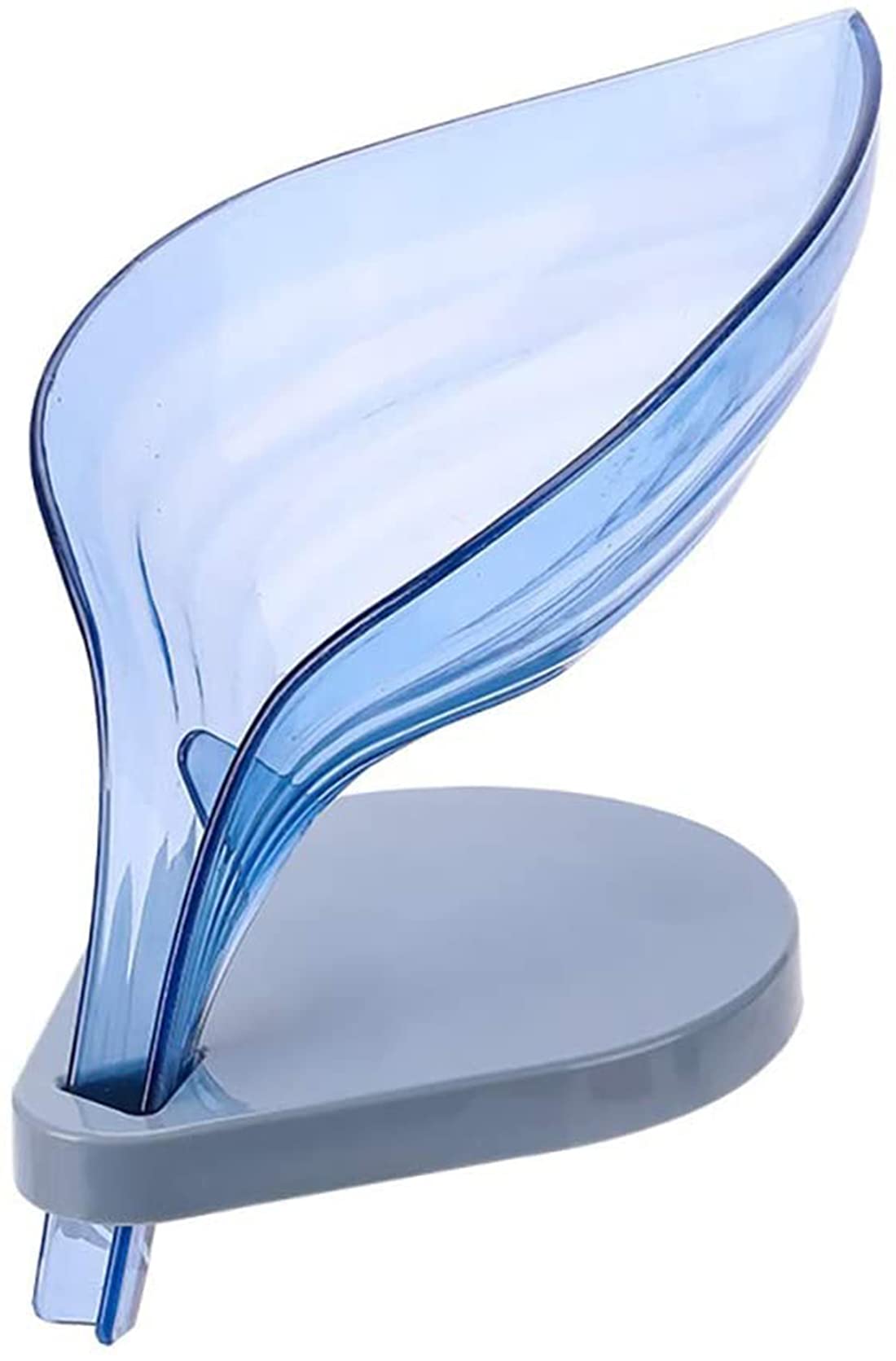 KASTWAVE Soap Dish Holder, 1 Pcs Leaf Shape Soap Dishes Self Draining Soap Holder for Shower, Bathroom, Kitchen, Bath Tub, Sponge Scrubber, Blue
