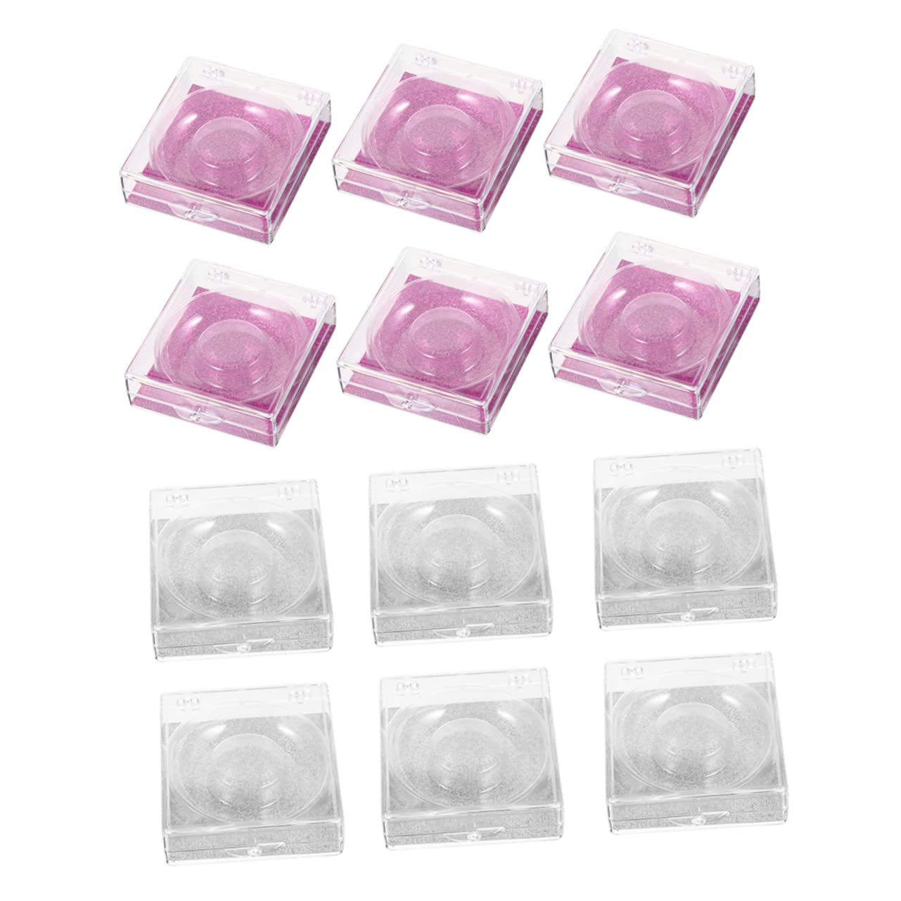 FOMIYES 12pcs False Eyelash Set Lash Storage Box Plastic Eyelash Holder Case Lash Tray Glitter Eyelash Box