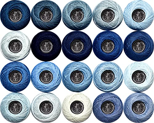 Image of Soft 20 Colors Classic Crochet Thread 20 Pack,100% Cotton (Grey Blue-160-3750)
