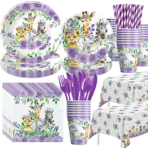 Safari Jungle Theme Party Supplies Girl Jungle Safari Birthday Baby Shower Decorations Tableware Plate Cup Napkin Tablecloth