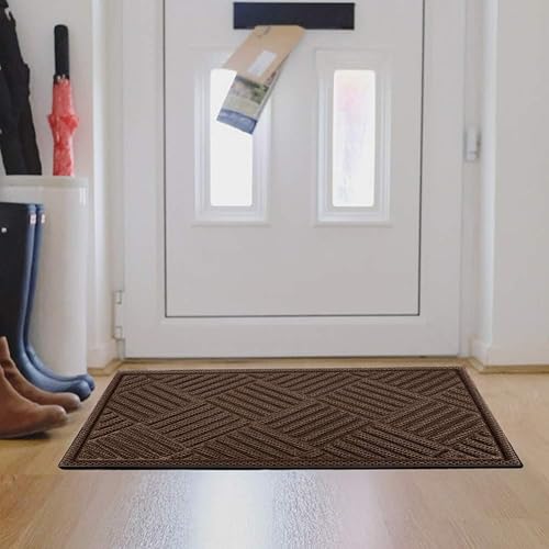 Miniatura 183 de Mibao Tapete para puerta delantera, resistente y duradero, tapete de bienvenida para interiores y exteriores, atrapador de suciedad, impermeable
