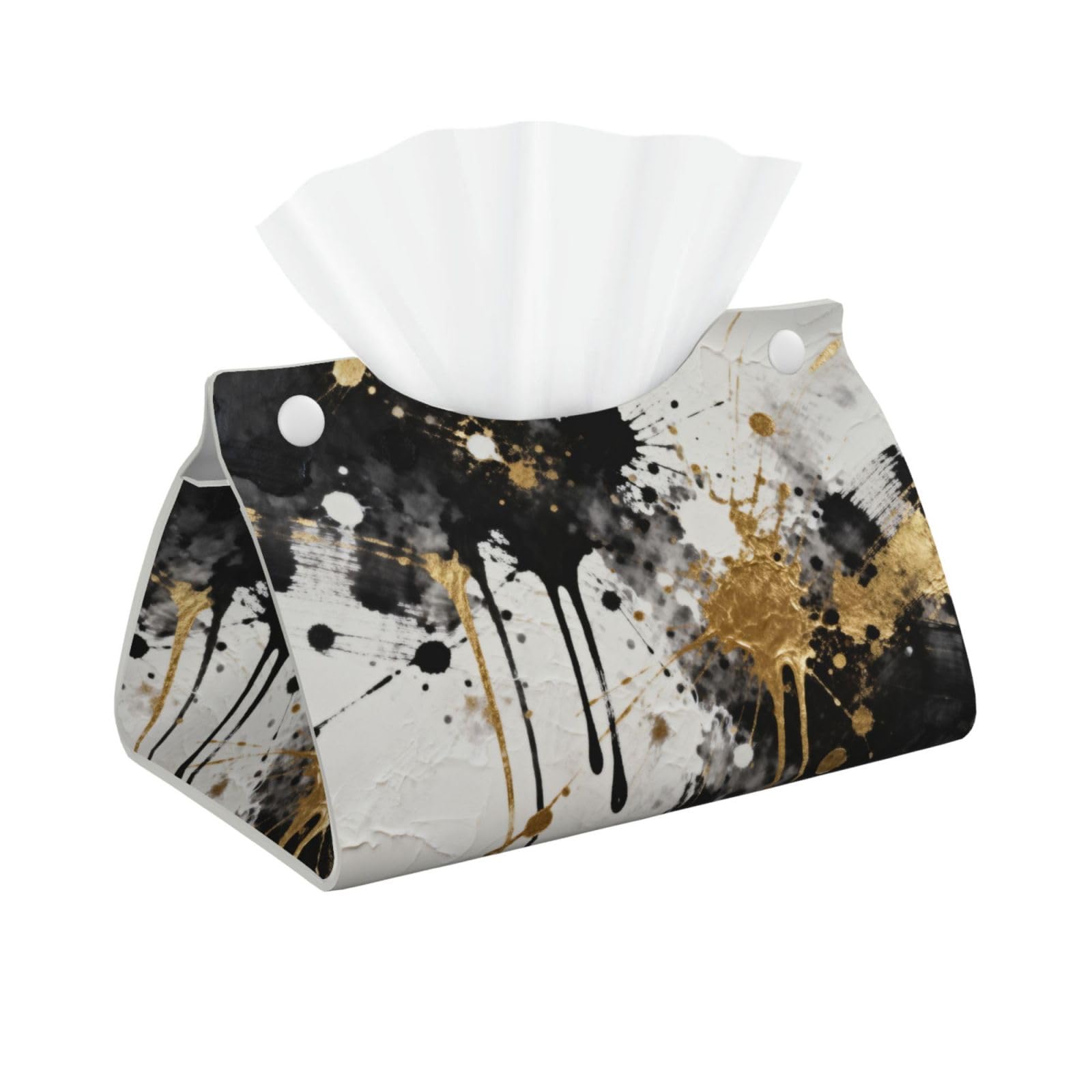 Splashed Ink Art Long Leather Tissue Box Cover-Waterproof PU Leather Tissue Holder for Bathroom, Decorative Rectangular Tissue Case