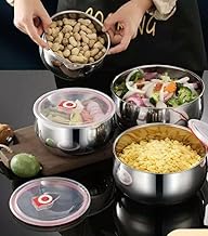 علب طعام من الفولاذ المقاوم للصدأ، لانش بوكس لحفظ الطعام طازج بغطاء محكم الغلق، مجموعة علب ثلاجة للتخزين، 3 قطع، 12/14/16 سم