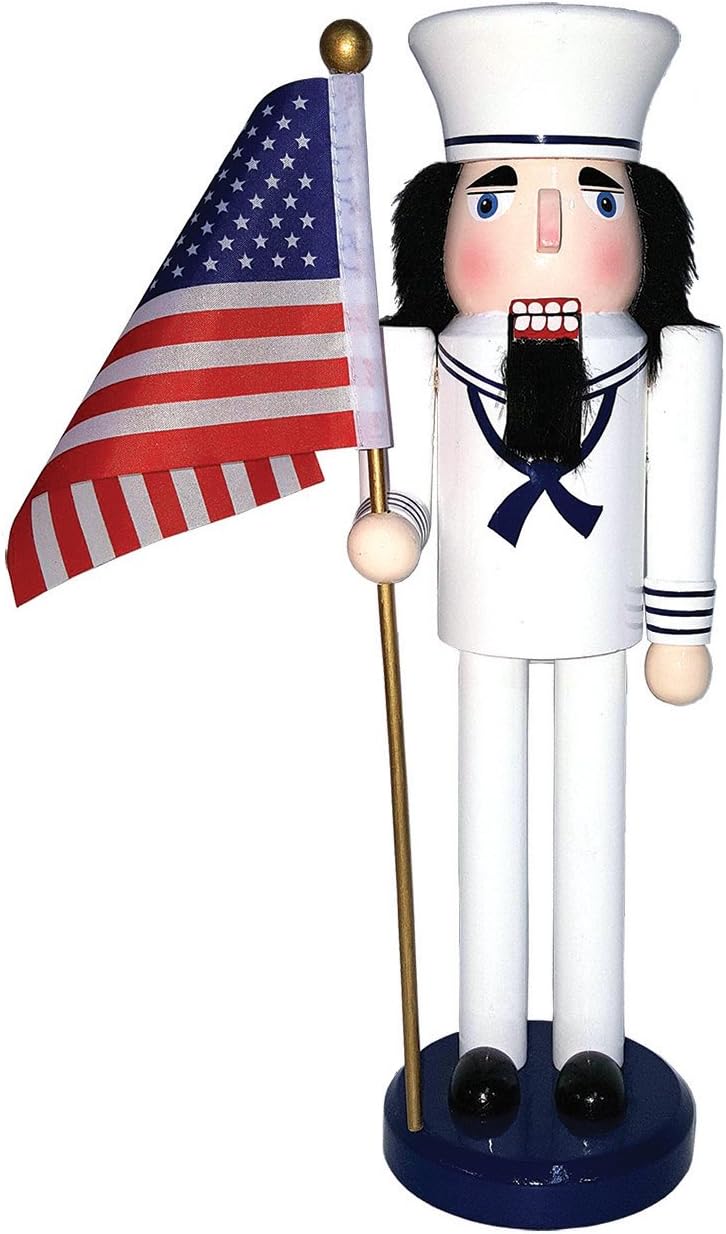 Santa's Workshop 70557 Navy Nutcracker with Flag, 14", Multi