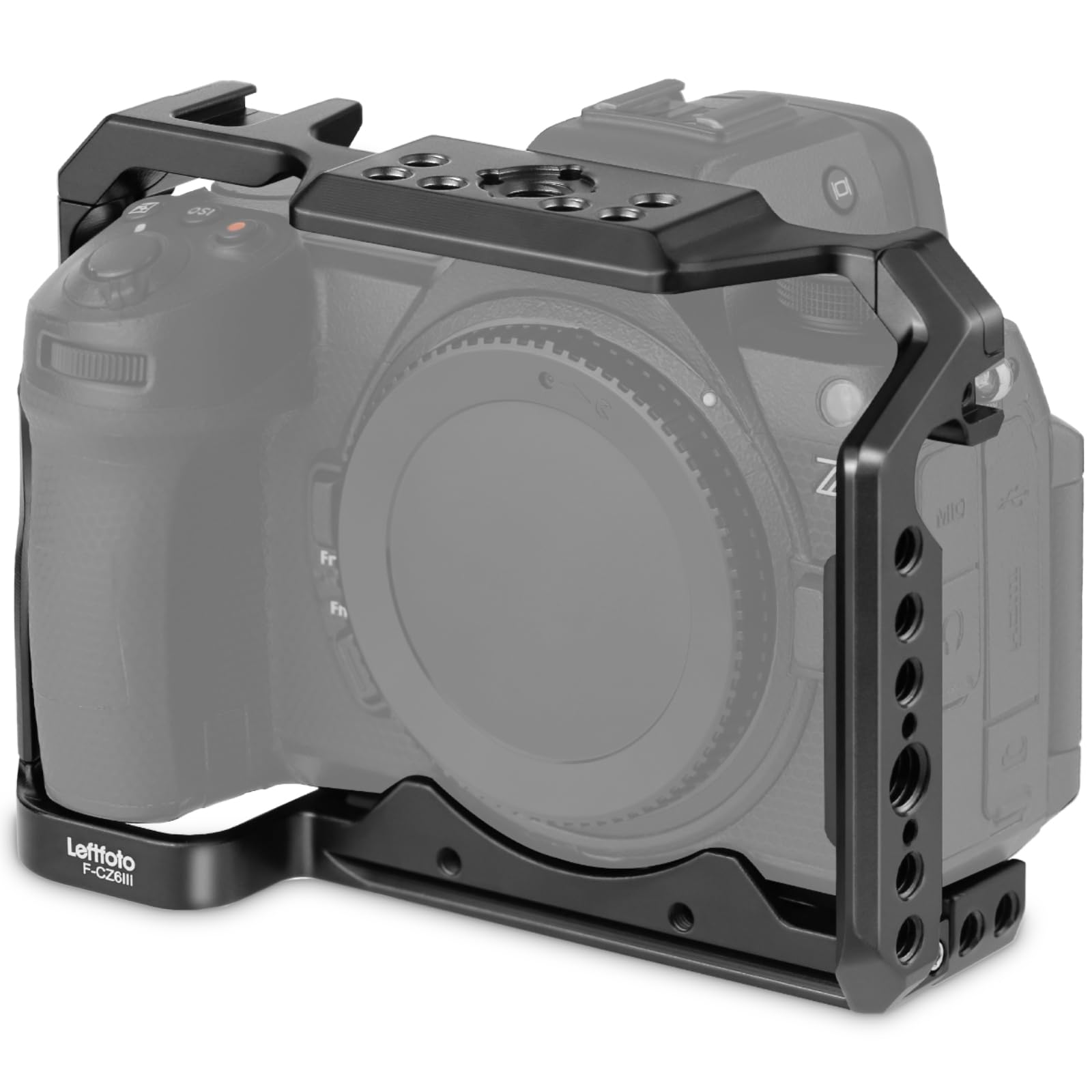 Leftfoto Cage pour appareil photo Nikon Z6III/Z5/Z6/Z7/Z6II/Z7II, cadre de protection avec base Arca, cage vidéo pour prise de vue vidéo Vlog